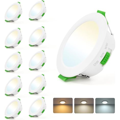 5W Spot LED Encastrable Extra Plat IP44 Spots LED 230V, Lot de 10 Spot Salle de Bain 3000K Blanc Chaud 4000K Blanc Neutre 6000K Blanc Froid 380LM, Trou 65-80mm, pour Salon Cuisine Chambre (1/5)