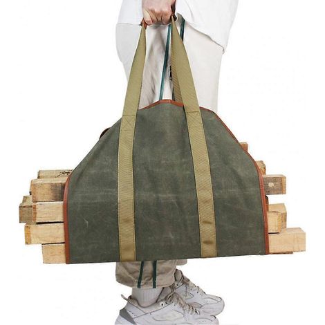 Sac à main porte-bûches tendance en toile, résistant et confortable, pour transporter du bois (1/5)
