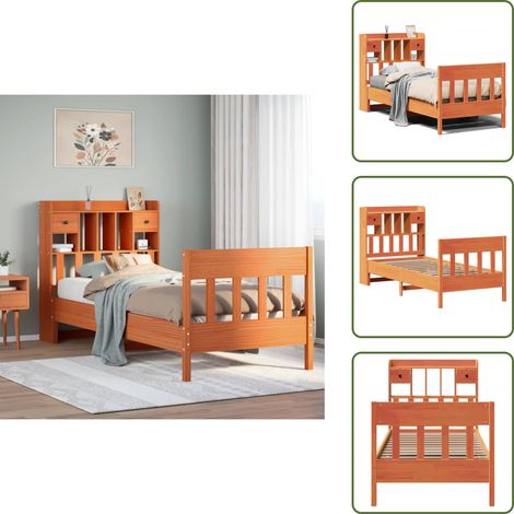 Cabecero de cama - vidaXL Estructura de cama sin colchón madera maciza marrón 75x190 cm - Estribo de cama