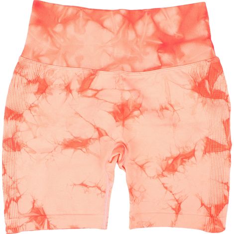 Short de yoga tie-dye pour femme, pantalon de sport et fitness en extérieur, confortable, taille haute, extensible et moulant, orange-rose, taille M (1/5)