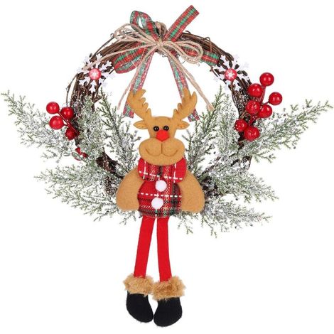 Couronne d'automne Devant la Porte accroche la Guirlande de Noël à la Mode, la Guirlande de Noël d'ornement de Noël (PetitRenne) (1/5)