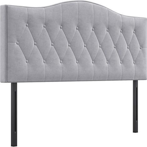 Cabecero Elegante Cabecero De Cama Acolchado En Gris, Álamo Y Poliéster, Diseño Moderno, 185X8X134Cm (1/5)