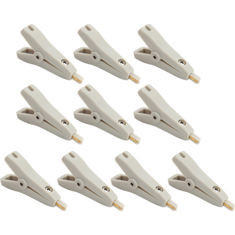 10 Pinces Crocodile Test Or Cuivre, Connecteur 25mm, Positif Négatif, Lot de 10, Gris J.60043 (1/5)