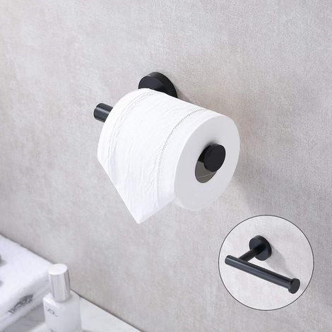 ZHIJIA PREMIUM porte-papier toilette rond acier inox 304 noir mat mural 12,5cm salle bain cuisine design moderne (1/5)