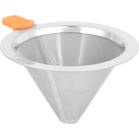 Filtre à café double couche en acier inoxydable réutilisable pour 1 à 2 personnes, orange (1/5)