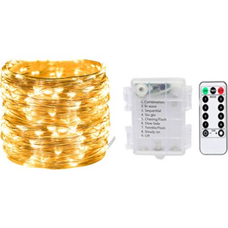 1 Guirlande lumineuse, 20 mètres, 200 LED, télécommande, piles, intérieur extérieur (1/5)
