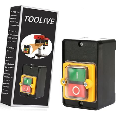 Commutateur à Bouton Poussoir, AC220V / 380V 10A Interrupteur à Bouton de Commande de Puissance étanche Monophasé/Triphasé, Bouton de Commande Marche/Arrêt Avec Coquillage, Interrupteur Machine Outil (1/4)