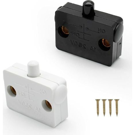 2 Pièce Commutateur d'armoire Encastrer de Interrupteur Automatique pour Placards avec 4 étuis de Protection et 4 Vis(Noir + Blanc)