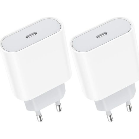 Caricabatterie rapido USB-C da 20 W, confezione da 2, adattatore di alimentazione da parete con spina USB-C di tipo C
