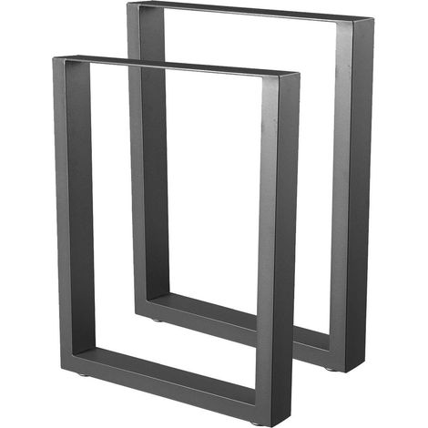 Bc-elec - HM6072-B 2 Gambe del tavolo in acciaio di formato rettangolare nero, Gambe del mobile, Gambe del tavolo in metallo 60x72cm