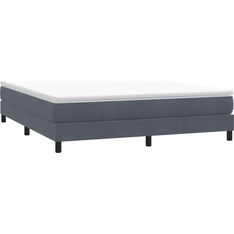 Lit avec sommier à lattes 180 x 210 cm en velours gris foncé - PANGIVO (1/5)