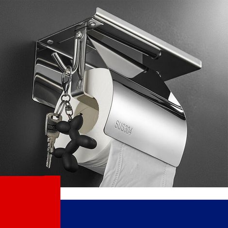 Porte Papier Toilette, Support Papier Toilette Mural, 304 Acier Inoxydable Porte Rouleau Toilette, Rangement polyvalent avec fonction crochet WC étanche sans poinçonnage, Argent（1pcs）