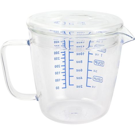 Tasse à mesurer en verre résistant à la chaleur, balance à lait, pichet doseur avec couvercle, ustensile de cuisine (500 ml) (1/5)