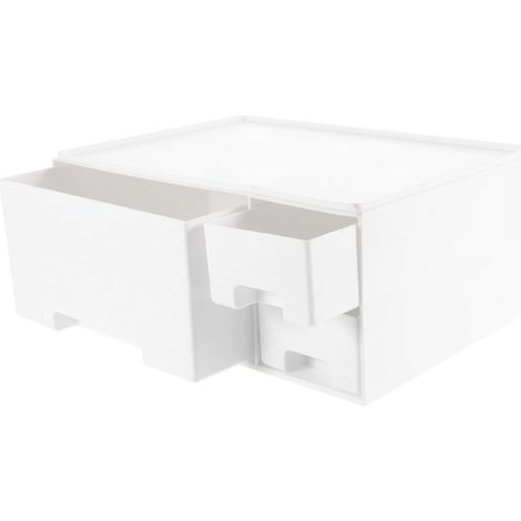Rehausseur Ecran PC Bureau Tiroir en Abs Blanc, Étagère de Rangement Maison Bords Lisses, Support pour Écran D'ordinateur Multifonctionnel pour Bureau (1/5)
