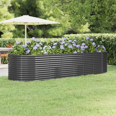 Jardinière de jardin - Balconnière à fleurs Acier enduit poudre 322x100x68 cm Anthracite BV645979 - BonneVie (1/5)