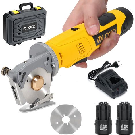 Forbici elettriche per cucire tessuti, taglierina rotativa senza fili con lama da 70 mm per tessuti/tappeti/pelle/carta (1/5)