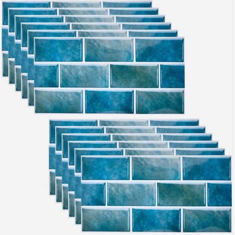 Adesivo per piastrelle a Parete 12Pcs 30x15cm (Blue Duck), Adesivi, Adesivi, Film Impermeabile per Cucina e Bagno (1/5)