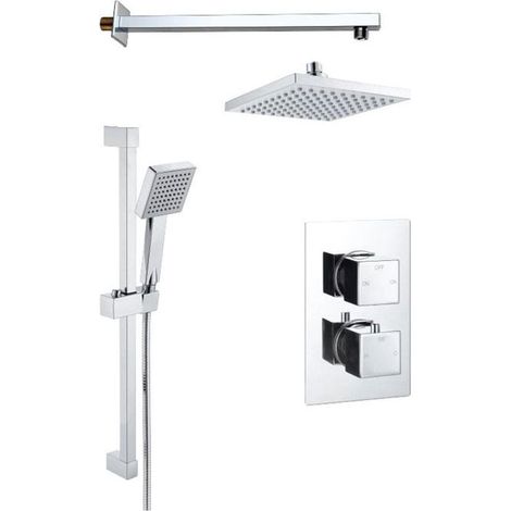 Signature Square Dual Concealed Mixer Shower with Shower Kit + Fixed Head - Chrome (1/2)