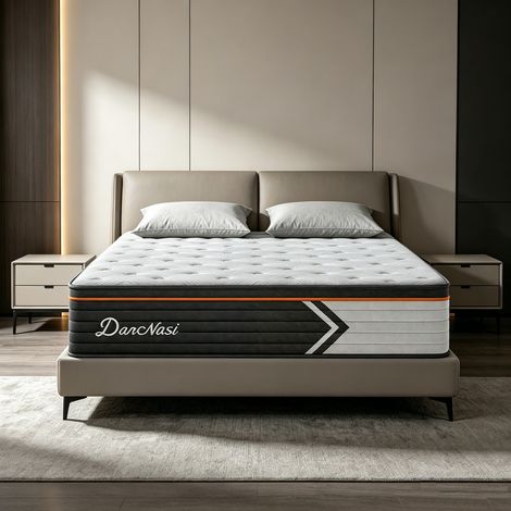 Matelas 90x190 cm, épaisseur 26 cm,7 zones, ressorts ensachés individuellement, fermeté moyenne, tissu hypoallergénique, avec fonction d'isolation des mouvements, certifié OEKO-TEX