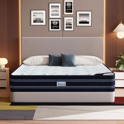 Matelas 140x190 cm Premium, Épaisseur 28 cm, Fermeté Moyenne, Blue Latex, Hybride Mousse & Ressorts Ensachés, 8 Zones Ergonomique