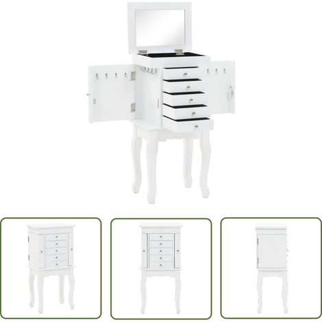Buffet bahut armoire console meuble de rangement à bijoux sur pieds blanc (1/5)