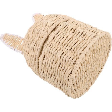 Panier de Pâques Tressé la Main en Osier Naturel avec Oreilles de Lapin Blanches, Petit Panier de Rangement Décoratif pour Friandises et Œufs, pour Fête de Printemps