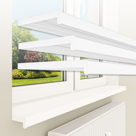 HEXIM Fensterbank bis 3 Meter Fensterbrett weiß matt glanz Kunststoff PVC innen DIN EN 13501-1: 20cm - Matt, 200cm lang