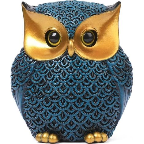 Petits Articles de décoration pour étagère, Figurines de Hibou, décoration d'intérieur pour la Maison, Le Bureau, Cadeaux pour Les Amateurs de hiboux (Bleu) (1/5)
