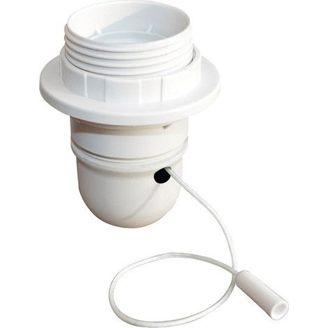 Centrale Brico – Douille pour ampoule E27 en plastique PET blanc avec interrupteur à tirette – Système de sécurité anti-dévissage – Garantie 5 ans
