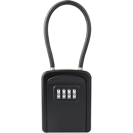 Boîte à clés portable, coffre-fort à clés à combinaison, boîte à clés suspendue, coffre-fort à clés (noir) (1/5)