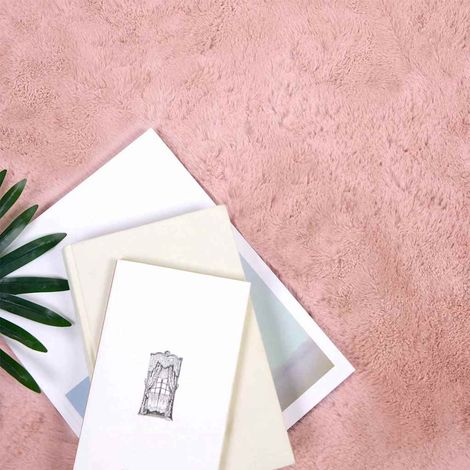 Tapis en Fourrure Synthétique de Lapin Rose 240 x 240 cm CFW58792 (1/5)