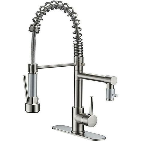 Mitigeur de cuisine douchette Douche à ressort 360° raccords d'évier pivotants,robinet de cuisine et douche coulissante Double Fonction Haute pression brossé (1/5)