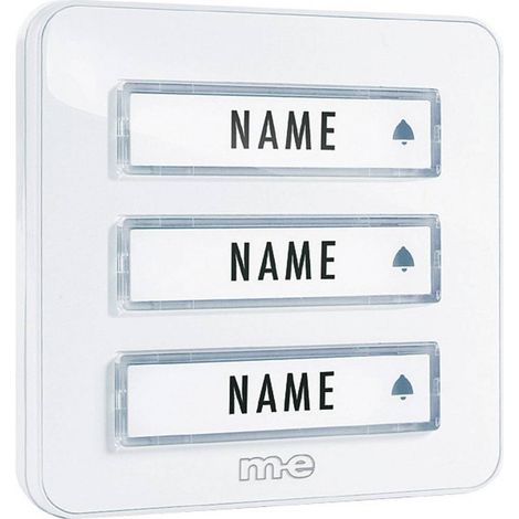 m-e modern-electronics KTA-3 W Pulsantiera per campanello con targhetta 3 scomparti Bianco 12 V/1 A