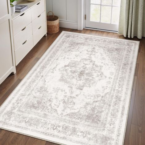 Gris Vintage Tapis Salon 150x210cm Lavable en Machine Rug AntidéRapant Carpet,Chambre Adulte Grand Rugs,Descente de Lit,Interieur Doux Poil Ras,Salle a Manger Carpets,Bureau (1/5)