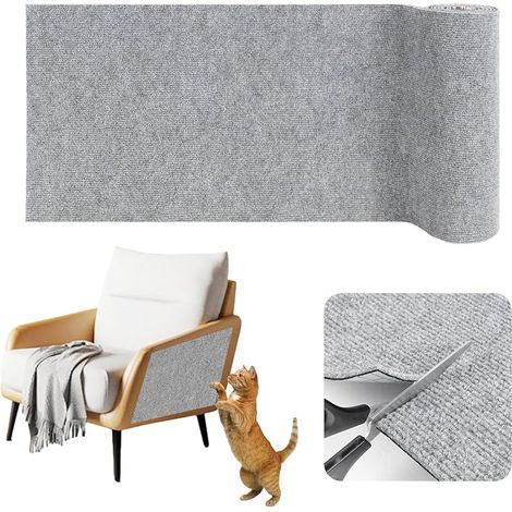 Tapis griffoir pour Chat adhesif Protection canapé Chat Anti Griffe protéger Les Meubles et Les Murs (Gris Clair, 40cm×2m) (1/5)