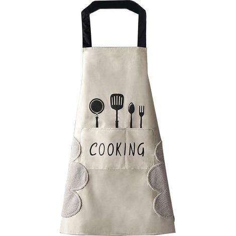 Tablier de cuisine pour femme avec poches pour essuyer les mains, grande poche, essuyage à la main, imperméable pour la cuisine et la pâtisserie (1/5)