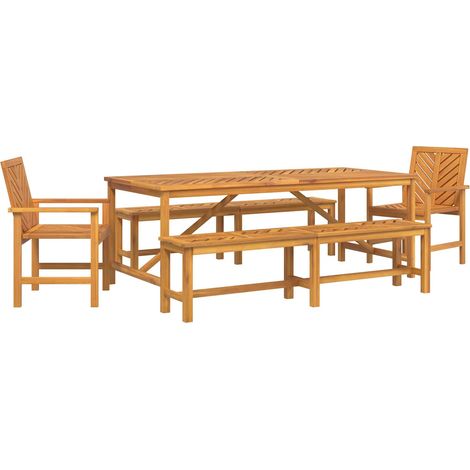 Maison Exclusive - Garten Essgruppe 5 pcs Braun Massivholz Akazie