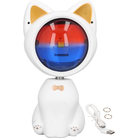 Lampe de chevet chat blanc avec projecteur aube, tête orientable 360°, recharge USB pour vlog (1/5)