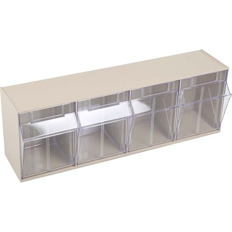 Bloc tiroir incliné 4 tiroirs RS PRO en Plastique, 206mm x 600mm x 170mm ( Prix pour 1 )