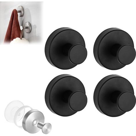 Lot de 4 crochets muraux noirs, pour serviettes, manteaux et peignoirs – Salle de bain & Cuisine