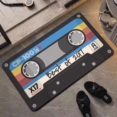LAN Bande magnétique - 3 4060cm (terre de diatomées) Tapis de sol rétro en terre de diatomées, inspiré des cassettes audio et des disques vinyles. Tapis de salle de bain antidérapant, tapis de porte d (1/5)