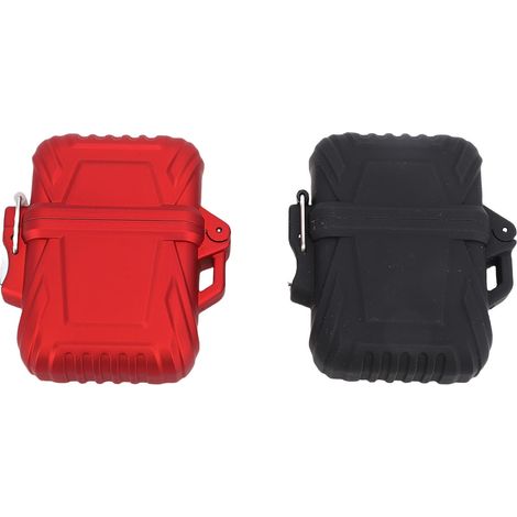 Boîte étanche 2pcs Noir+Rouge Plastique robuste Bouchon hermétique pour clés bijoux camping randonnée extérieur (1/4)