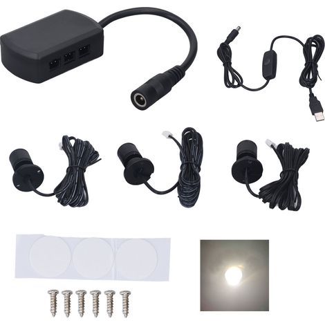 Mini-LED-Spots, 5V USB, dimmbar, 1-3, für kleine Möbel, natürliches Licht, Schwarz (1/5)