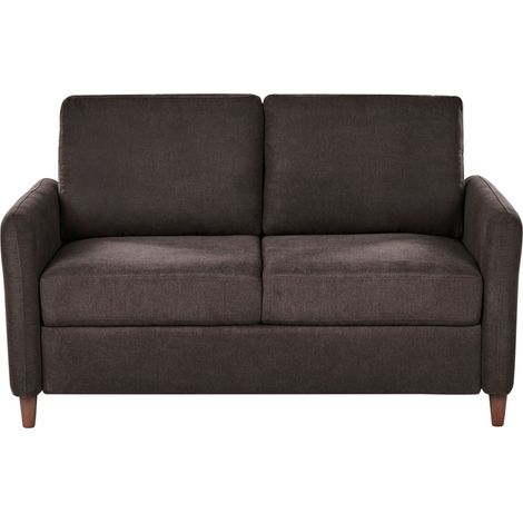 2 Seater Sofa Dark Brown Fabric Upholstery Loveseat with Storage Thickly Padded Modern Style Living Room Furniture MARE (1/5)