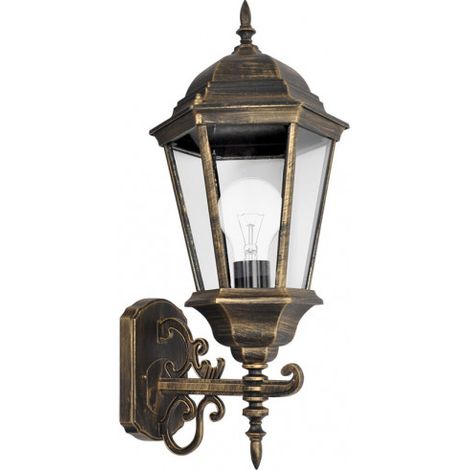 Wandleuchte außen aluminium regulus 1xe27 schwarz/gold 54x25x27 cm ip44