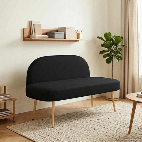 Banco tapizado con respaldo Negro 110 x 60 x 76 cm Poliéster