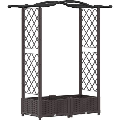 Fioriera da giardino Letto Rialzato con Griglia e Tetto Marrone 124 x 40 x 123 cm PP (1/5)