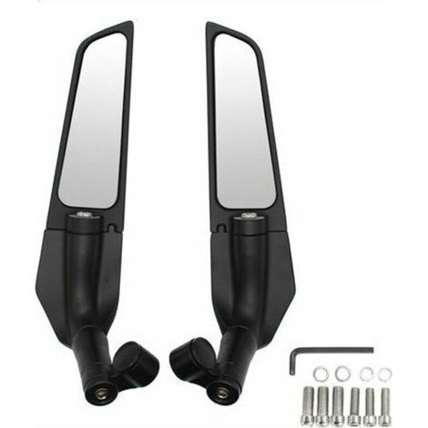 CHOYCLIT Rétroviseur pour voiture,2 pièces moto modifié vent aile pivotante universel rétroviseur becquet 90 ° rotatif réglable rétroviseurs latéraux - Le noir