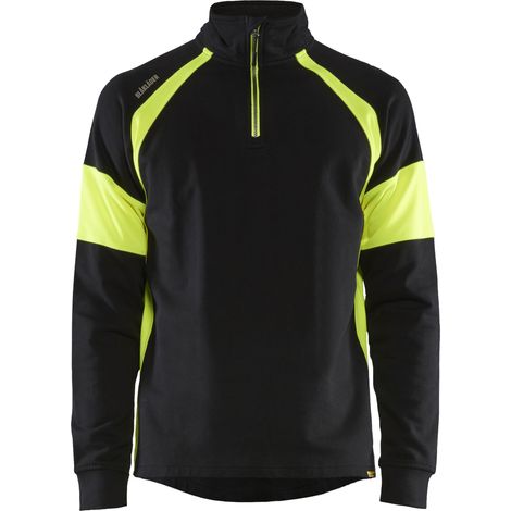 Felpa da lavoro dettagli alta visibilità 3550 - Nero/Giallo fluorescente 4XL