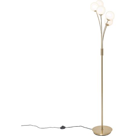 Moderne Stehlampe gold mit Opalglas 5-flammig - Athens